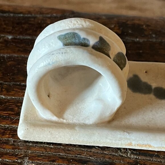 Butter Server / Sled LEN LINDSAY Signed Stoneware Glazed Pottery Vintage 80s - Picture 3 of 11